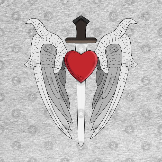 angel wings heart and sword by maricetak
